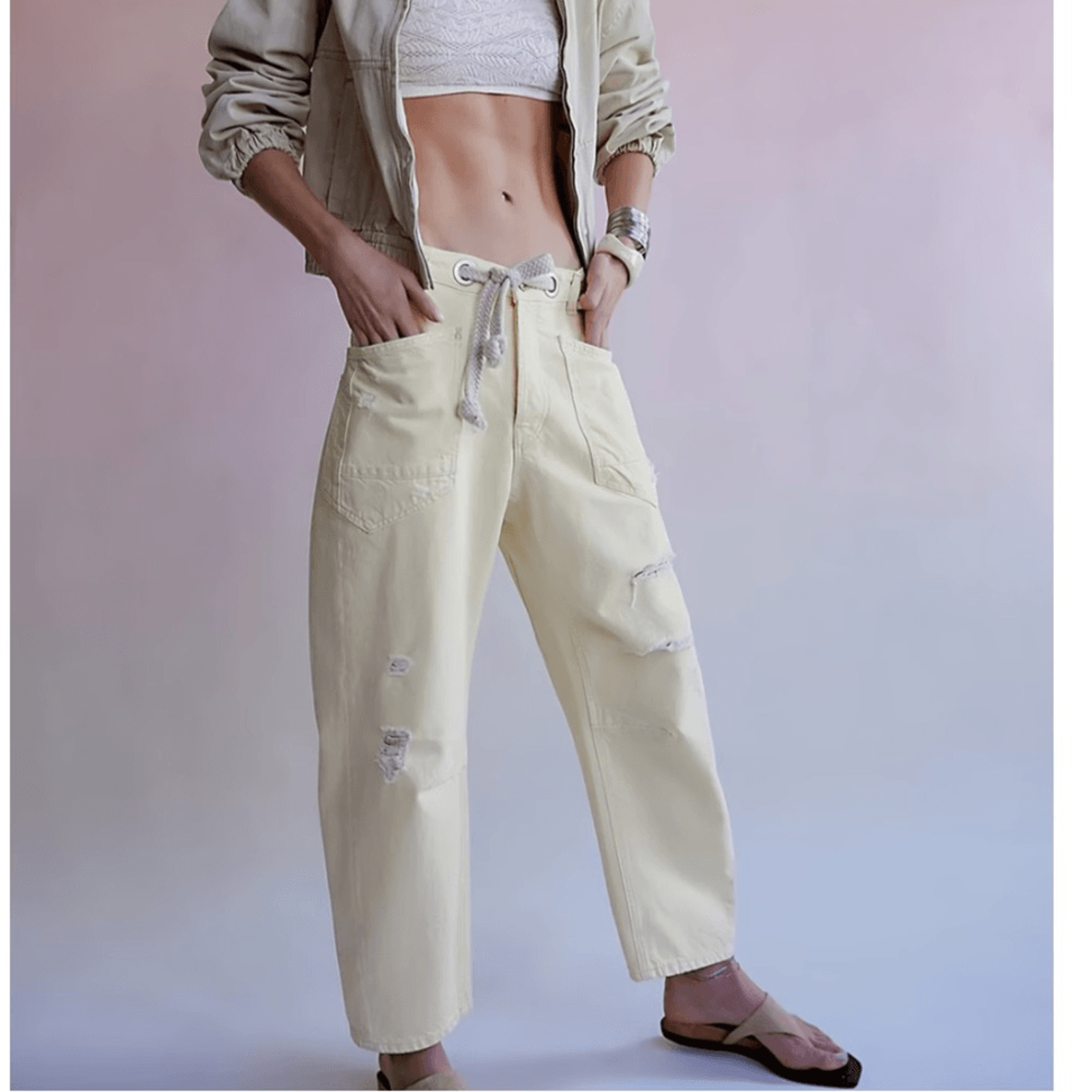 New !Boho Butter Cargo Barrel Jean S M Or L!